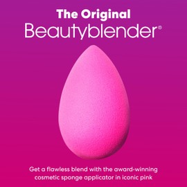 Beautyblender® | Original Pink Beauty Blender Makeup Sponge, Super-Soft Foam Easily Blends Foundations, Powders & Creams, Made in USA, Reusable, Washable, Streak Free Application, Vegan, Cruelty Free