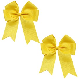 2 PCS Bow Hair Clips,Big Bow Hair Clips with Long Silky Satin,Large Hair Bows Hair Barrette Clips for Women Girls,Solid Color French Barrette for Women Girls (yellow)