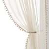 Treatmentex Sheer Curtains 95in Bedroom Decorative Pompom Trimmed Voile for