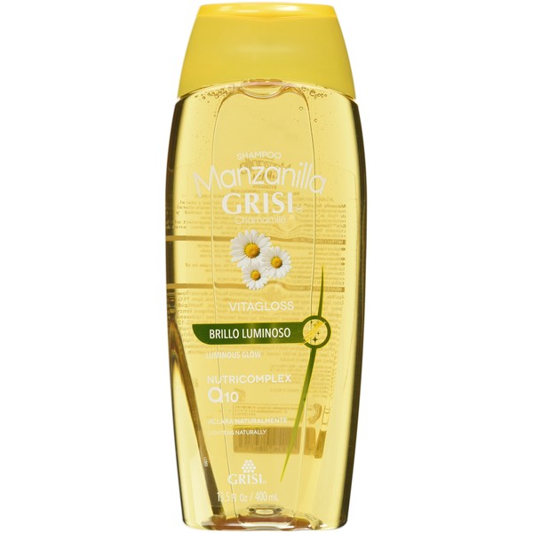 GRISI Manzanilla Shampoo, Cleansing and Lightening Shampoo with Chamomile Extract, Luminous Glow, Lightens Naturally for Soft and Luminous Hair, 13.5 Fl Oz, Bottle