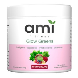 Ami Glow Greens - Jugo Verde Premium en Polvo con Colágeno y Probióticos, Superfoods, Enzimas Digestivas y Vitaminas - Apoyo para la Salud Intestinal,