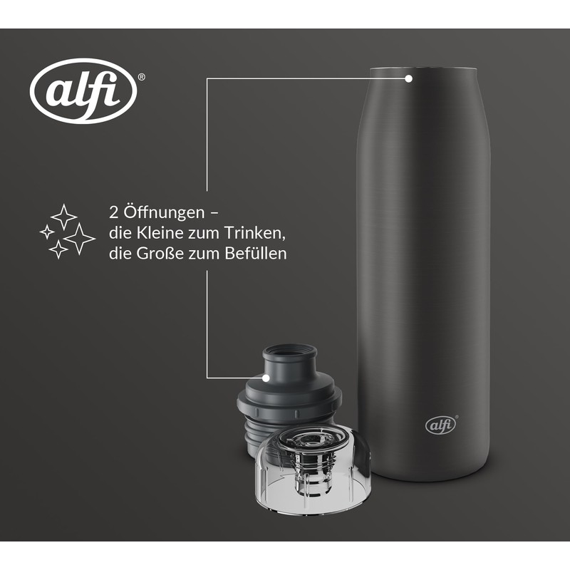 alfi ISO Bottle 500 ml, Black, Insulated Stainless Steel Drinking