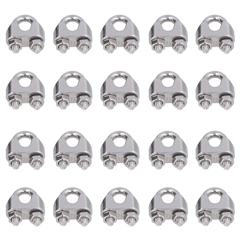 20Pcs Stainless Steel Wire Rope Clamp Hardware Rigging Cable Clip