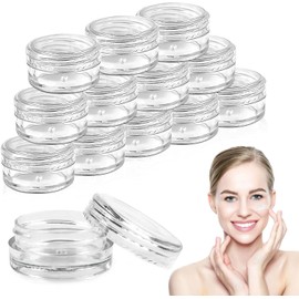 Tarros de Viaje Plástico Transparentes, 10ml Frascos Cosméticos Redondos, Tarros de Cosméticos Vacíos para Maquillaje, Crema, Loción, 18pcs