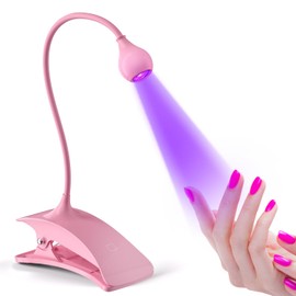 AORAEM UV Nail Lamp Rechargeable Gooseneck UV Light for Gel Nails Touch Flash Cure Lamp Nail Dryer with Clamp, Portable LED Gel X Light 3 Level Timing Home Professional DIY Manicure Salon (Pink)