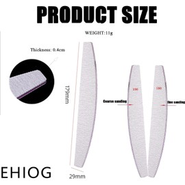 Pack of 16 Nail Files 100/180, Professional Nail File Trapezoidal, Nail Files for Gel Nails, Washable and Reusable, Double-Sided Nail Files for Nail Studio and Home