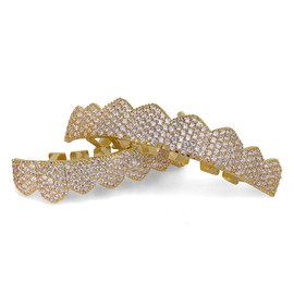 Hip Hop Grillz Teeth Fashion Body Jewelry Cubic Zirconia Ice Out Gold Grillz for Men and Women