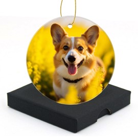 Christmas Ornament, Christmas Tree Decoration for Women,Men Family, Sister, Friend, 2.95in Christmas Ceramic Ornament - Welsh Corgi Dog Cute Drawing