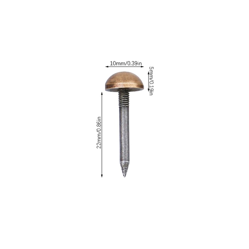 20Pcs Bronze Small Round Head Brass Upholstery Nails Tacks, 10mm