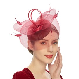 BYUTFA Headgear Elegant Fascinator Hat Pillbox Hat for Women Cocktail Tea Party Headwear Exquisite French Fascinator for Wedding Gold