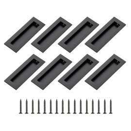 Ravinte 8 Pack Black Sliding Closet Door Handles Black Flush Pulls 5.9in Length Recessed Finger Pulls for Sliding Barn Door Sqaure Cabinet Pulls Stainless Steel