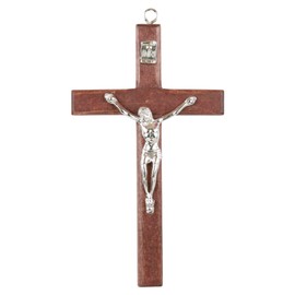 Needzo Wooden Crucifix Pendant and Hanging Wall Cross, Catholic Gifts for First Communion and other Church Events, 5 Inches
