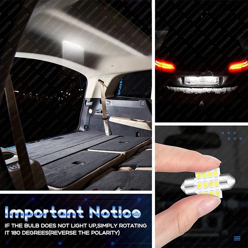 GLOWSPEED 20PCS White LED Bulb Interior Lights Package Kit for