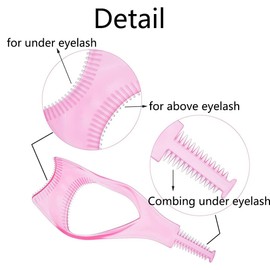3Pcs Plastic 3 in 1 Eye Lash Mascara Guard Applicator Mascara Shield Makeup Eyelash Tool Upper Lower Eye Lashes Protector Guide Helper Eyelash Comb Cosmetic Tool(Pink)