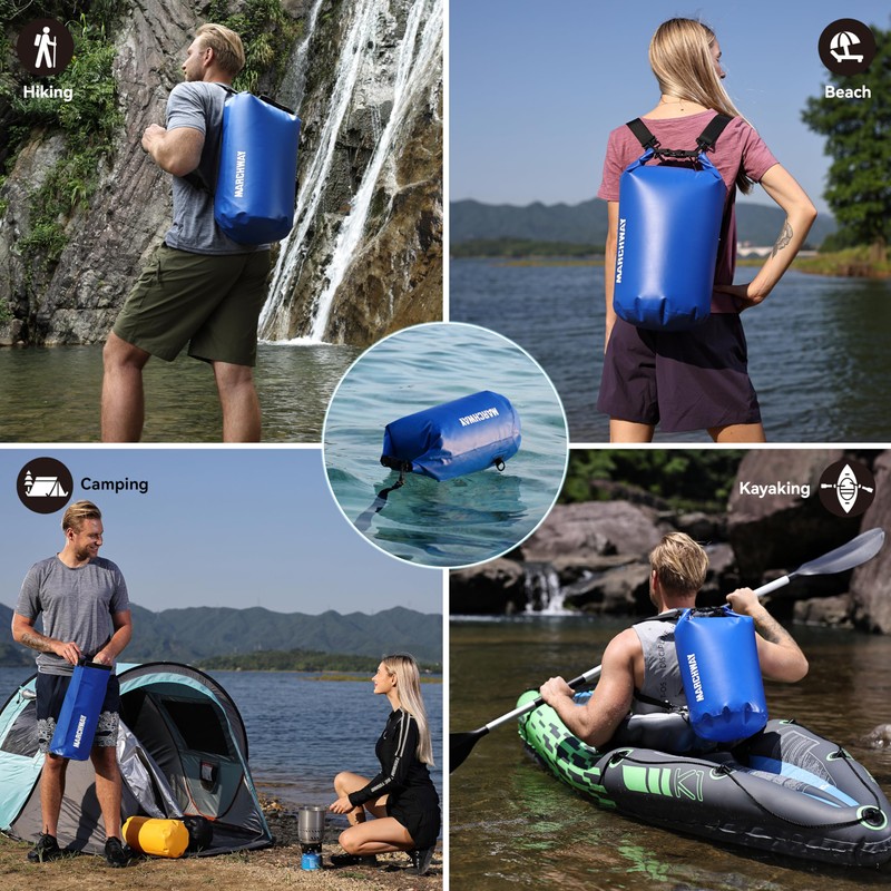 MARCHWAY Floating Waterproof Dry Bag 5L/10L/20L/30L/40L, Roll Top Sack Keeps