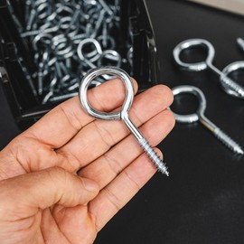 HELPMATE Eye Bolt 50 x 25 x 6.2 x 29 mm - Galvanised Steel - Pack of 15 - Eye Bolt with Wood Thread