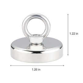 Pack of 2 Magnets Very Strong, Magnets Extra Strong 32 mm, Fishing Magnet Strong with Hole 32 kg, Large Very Strong Magnet, High Performance Magnet Ideal for Fishing, Camping, Home, Workshop Kiuiom