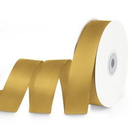 Quhora 1" x 50 Yards Satin Ribbon - Gold Silk Ribbon with Spool - Ideal for Gift Wrapping, Floral Bouquets, Crafts, Wedding Party Decorations, Christmas and Sewing Projects