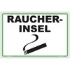 Sign "Raucherinsel" Sign 300 x 200 mm Sturdy Aluminium Composite