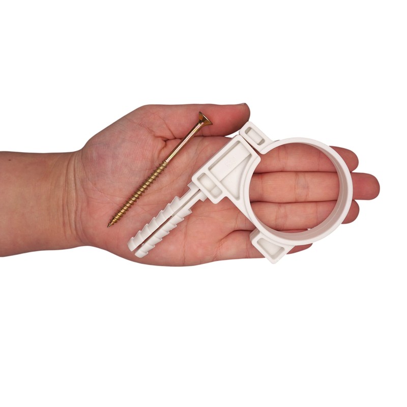 (4 pcs) White Plastic Clamps for 48-51 mm Pipes, Hose