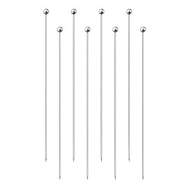 sourcing map Cocktail Toothpicks, 8Pcs 8.2 Inch Stainless Steel Extra Long Reusable Metal Round Bead Cocktail Skewers for Drinks Appetizer Fruits