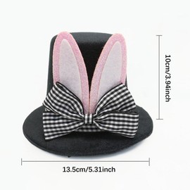 Hellery Top Hat Hair Clip for Easter Celebrations and Performance Activities, Black and White Bow