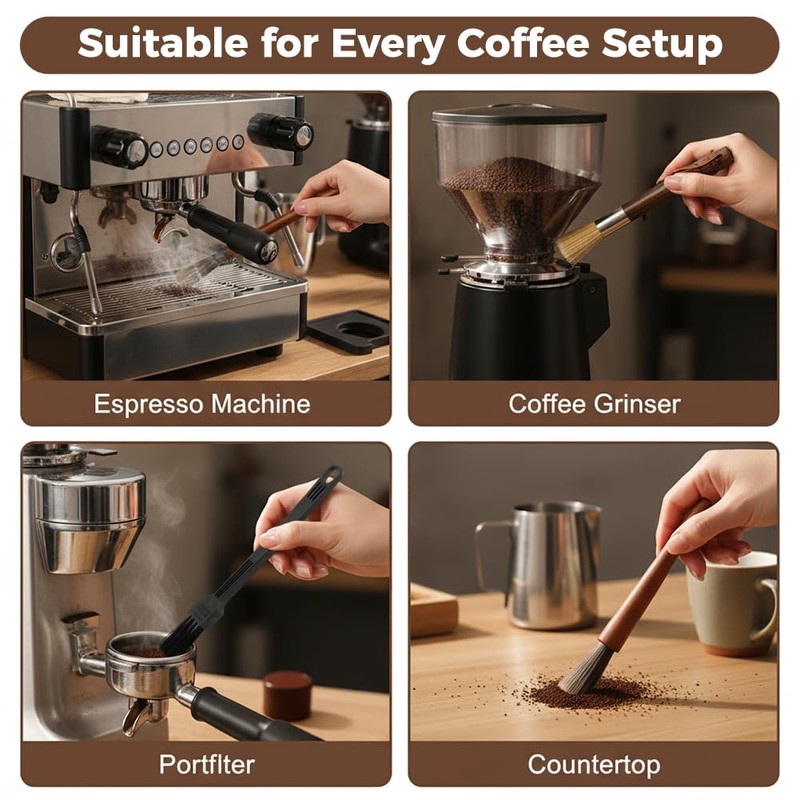 5 Pcs Coffee Grinder Cleaning Brush Set, Professional Espresso Cleaner