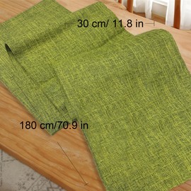 D-buy Green Linen Table Runner, Burlap Style Farmhouse Table Runners 72 Inches Long, Rustic Cotton Linen Table Runner, Farmhouse Table Runner for Bohemian Kitchen Dining, Party, Wedding, Dresser Décor