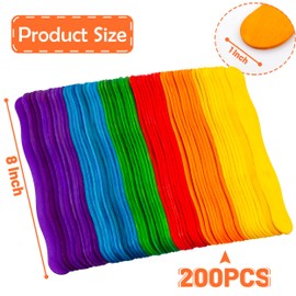 ANTETOK 8 Inch Wooden Fan Handles 200 Pcs, Premium Craft Sticks Jumbo Popsicle Sticks for Wedding, DIY Projects, Painting Mixing
