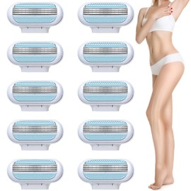 10 Pcs Razor Blades Compatible with Gillette Venus, Women Razor for Venus, 3 Layer Blade & Pivoting Head Design, Razor Blades Refills for Venus Razors Effortless Sliding, Easy to Replace (Blue)