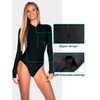 RELLECIGA Women's Black Long Sleeve Rash Guard One Piece Medium