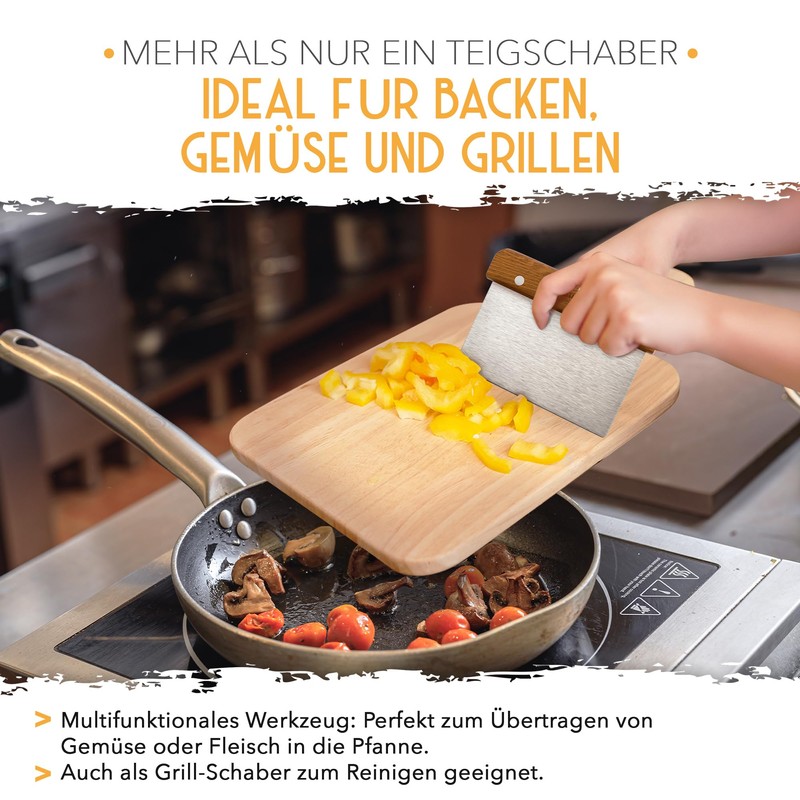 KRUSTENZAUBER Stainless Steel Dough Cutter 18 cm with Wooden Handle