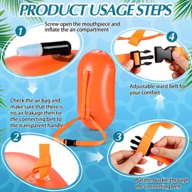 Seenelling Swim Bubble for Open Water Safety Swimmers with Adjustable Waist Belt Watertight Dry Bag for Swim Train Kayakers(Orange)