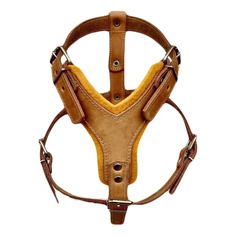 Pechera Ajustable Grande De Cuero C/fieltro