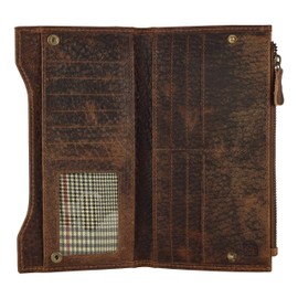 Mou Meraki Genuine Leather RFID Blocking Long Wallet – Vintage Bifold for Men (Bubbles Brown)