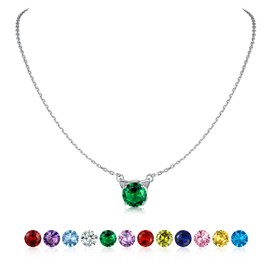 Green Necklace Dainty 925 Sterling Silver Birthstone Crystal Necklace, Minimalist May Birth Stone Jewelry Emerald Gem Pendant Cat Design Necklace for Women