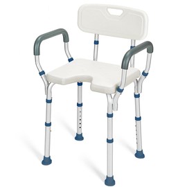 GreenChief Bariatric Shower Chair 300lb Heavy Duty Shower Bench with Extra Wide Seat, Small Bathtub Chair with Arms and Back Removable, Shower Chair for Elderly and Disabled