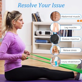 4 Pcs BushHaven Resistance Band Set: Premium Latex Resistance Bands for Home Gym, Strength Training & Pilates, Stretchable 50-Foot Non-Slip Exercise Bands in Blue/Black/Yellow/Red for Men & Women