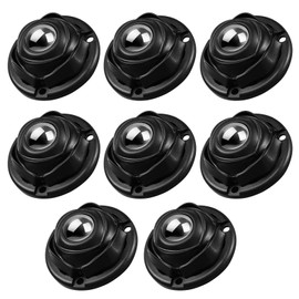 Self Adhesive Caster Wheels 1 Inch - Low Profile 360° Swivel Stainless Steel Rollers for Furniture, Appliances, Storage & Mop Bucket - 28LBS/Wheel (Black-8 pcs)