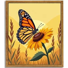 Whimsical Wall Art – Monarch Butterfly Framed Wall Decor 8"x10", Nature-Inspired Canvas Print with Redwood Branches, Rustic Woodland Artwork for Bedroom, Kitchen, Living Room