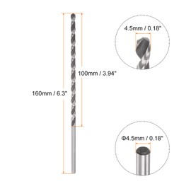 QUARKZMAN 6542 High-Speed Steel Twisted Drill Bit 4.5 mm Drill Bit 160 mm Length Extended Straight Shaft Black Oxide Ground Drill Bit for Steel Aluminium Alloy Pack of 2