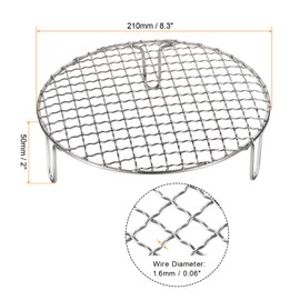 HARFINGTON Round Cooking Rack 8.3-inch Stainless Steel Cross Wire Barbecue Grill Net with 50mm Legs for Cooking Baking Steaming BBQ