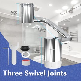 llave universal con filtro de salpicaduras 1080, extensor de llave giratorio, aireador, no salpicaduras, cabezal de fregadero giratorio con 2 modos de salida de agua para baño y cocina