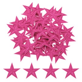 QUARKZMAN Pack of 50 star patches for iron-on, rose red, 4.5 cm patches for iron-on, embroidered patches for hat, jacket, jeans, backpacks, DIY decoration