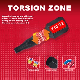 Geinxurn 51 Pieces T10 Impact Tough Magnetic Screwdriver Bit Set, 1 In. #10 Torx Head Insert Bit Set, S2 Alloy Steel T10 Star Bit with 1 Pcs Impact Bit Holder