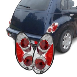 Torchbeam Tail Light Assembly Compatible with PT Cruiser 2001-2005 Chrome Housing Clear Lens, Tail Lights Brake Lamps for Driver and Passenger Side