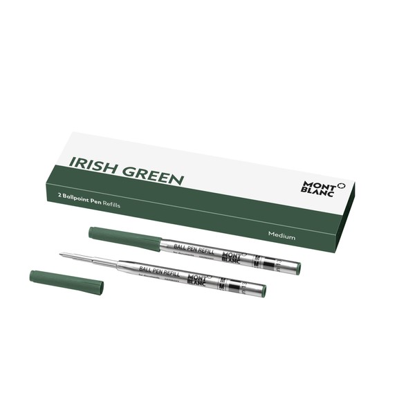 Montblanc Ballpoint Pen Refills (M) Fortune Green 124485 – Refill Ink with a Medium Tip for Montblanc Biros – 2 x Green Ballpen Refills