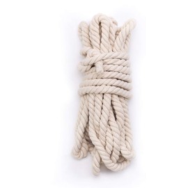 Tosnail 50 Feet 0.6" / 15 mm Natural Triple-Strand Twisted Cotton Rope
