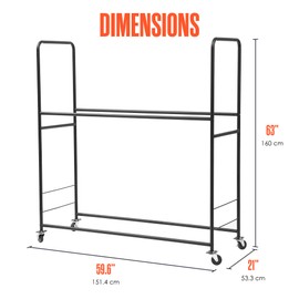 Houseables Tire Rack, Tire Storage Rack, Wheel Shelf Stand, Rolling, Locking Casters, Metal, Height Adjustable 26.5" - 34.5", for Garage, Car, Truck, SUV, Fits Up To 10 Wheels, 63 x 60 x 21 Inch