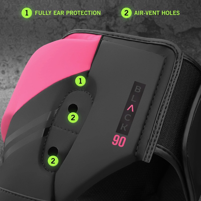 Mytra Fusion Black-90 Boxing Head Gear, Black/Pink, L